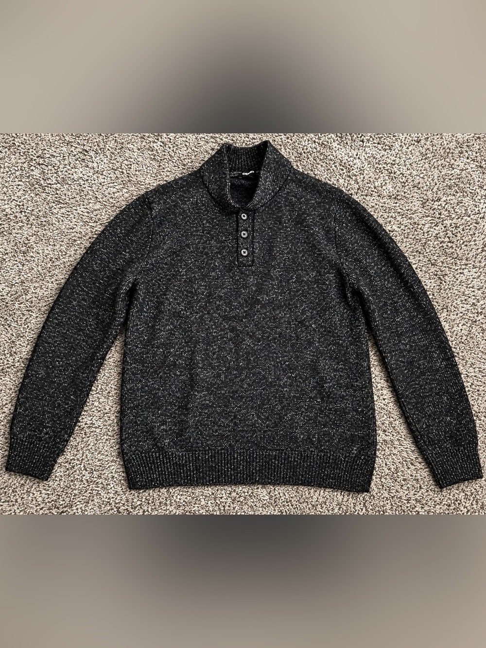 Express Men's Charcoal Heather Turtleneck Button Sweater Medium